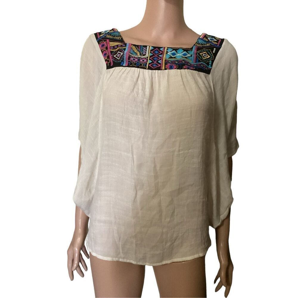 Women’s White Tanzara S Embroidered Square Neckline Top